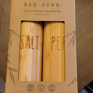Rae Dunn Bamboo Salt And Pepper Grinders Brand New